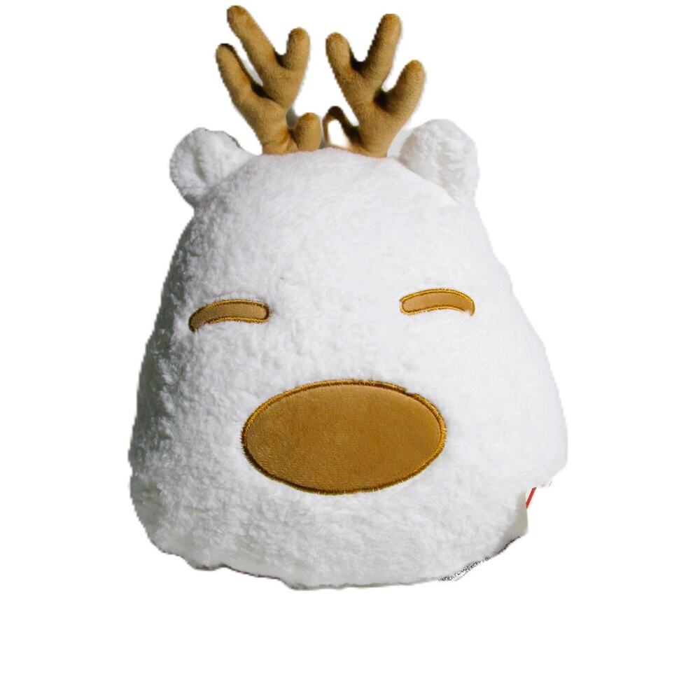 Women Owned Plush Reindeer Accent Pillow White Tan Polyester 14.25 x 11.25 Inch